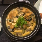 Mom made this vegetarian Thai Green Curry with the little aubergines.